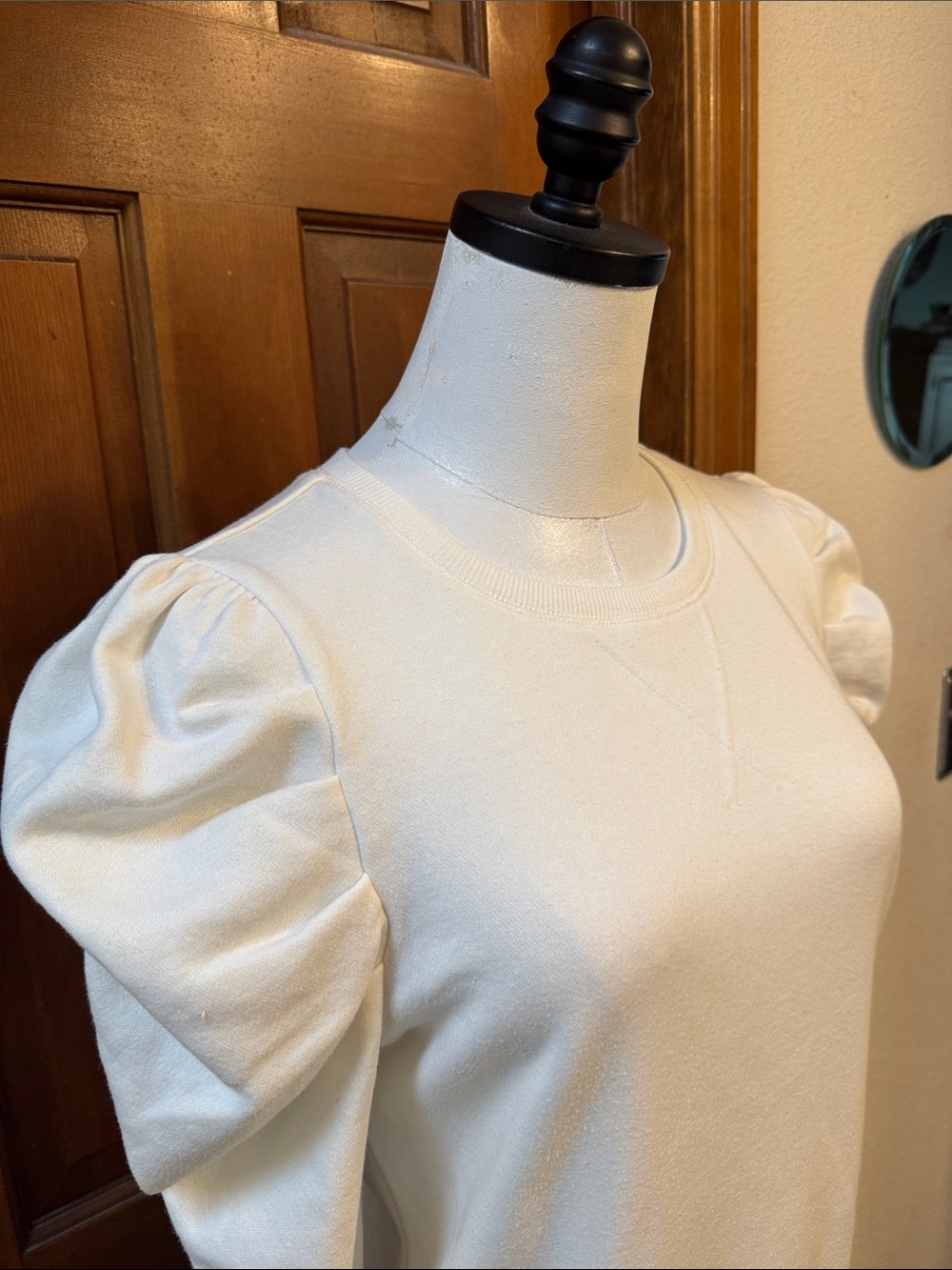 NWT Rebecca Minkoff Ivory Puff-Sleeve Crew Sweatshirt Size S